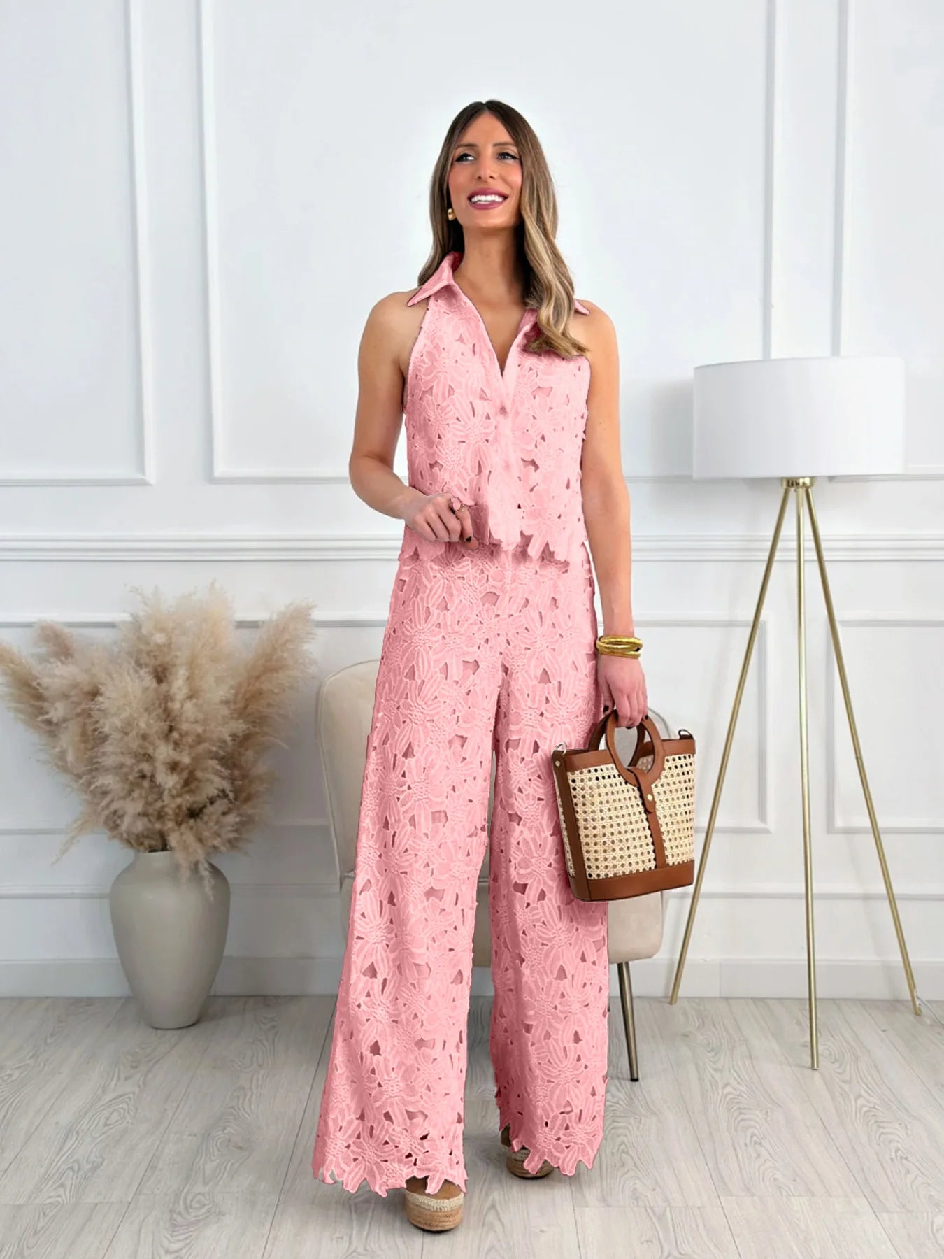 Completo Elegante Pizzo Floreale