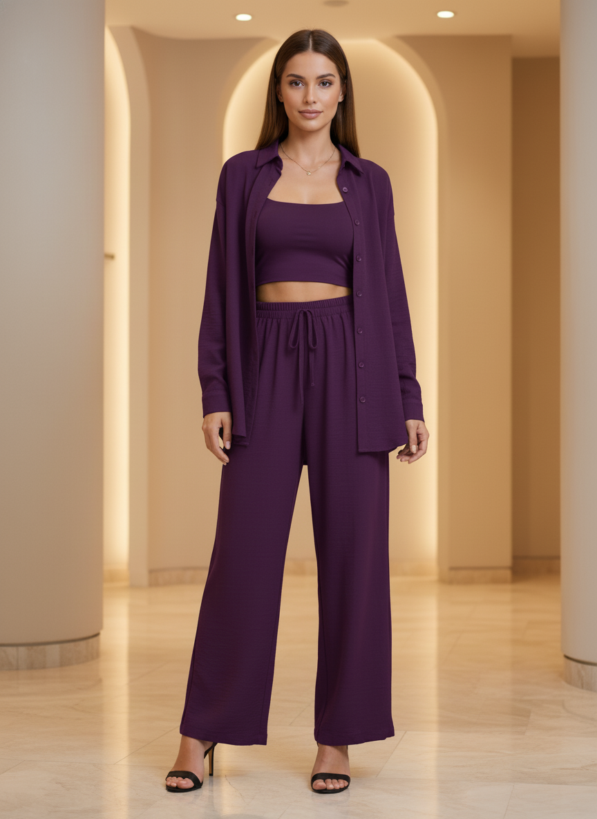 Completo Pantalone - Camicia Casual Vita Alta